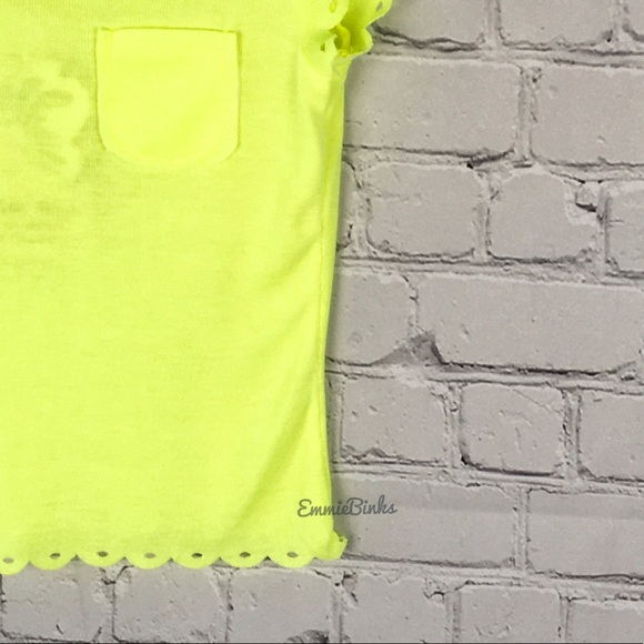 ➕NWT Girl’s Neon Boutique Pocket T-Shirt, Scallop Laser Cut Eyelet Edge - Picture 13 of 16